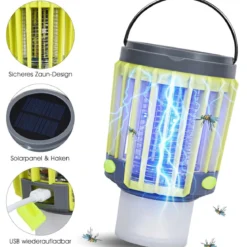 3-in-1 Insektenvernichter Solar-Campingleuchte Mückenkiller Taschelampe Mückenlampe Notlicht