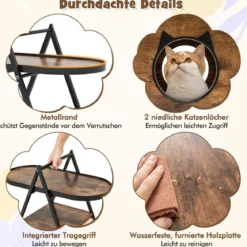 3 in 1 Katzenschrank Katzenhaus & Beistelltisch & Nachttisch mit Katzenhöhle & Kratzmatten