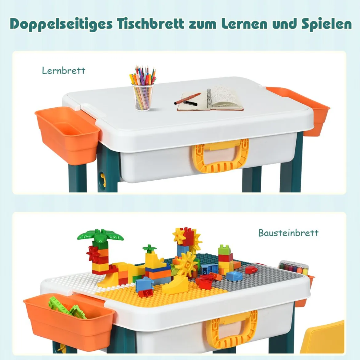 5 in 1 Kinder Aktivitätstisch Spieltisch Kinderschreibtisch mit Stauraum Sandtisch Aktivitäts-Spieltisch