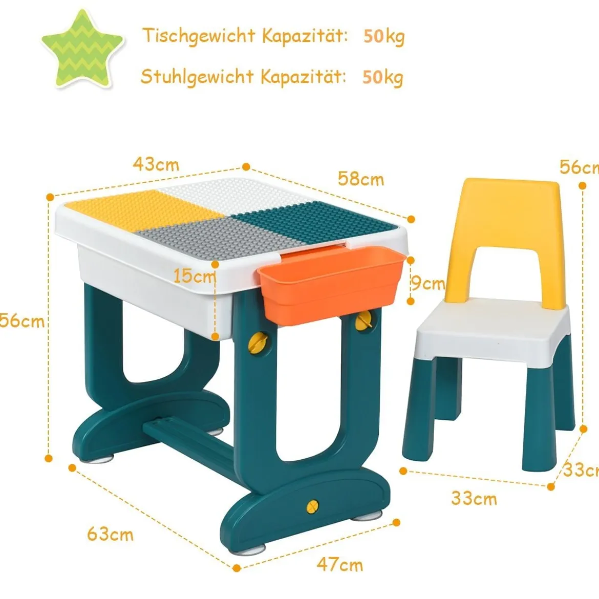 5 in 1 Kinder Aktivitätstisch Spieltisch Kinderschreibtisch mit Stauraum Sandtisch Aktivitäts-Spieltisch