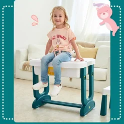 5 in 1 Kinder Aktivitätstisch Spieltisch Kinderschreibtisch mit Stauraum Sandtisch Aktivitäts-Spieltisch