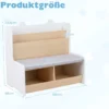 3 in 1 Kinder Bücherregal mit Sitzbank Kinderregal mit 2 Fächern & Gepolstertem Kissen Weiß