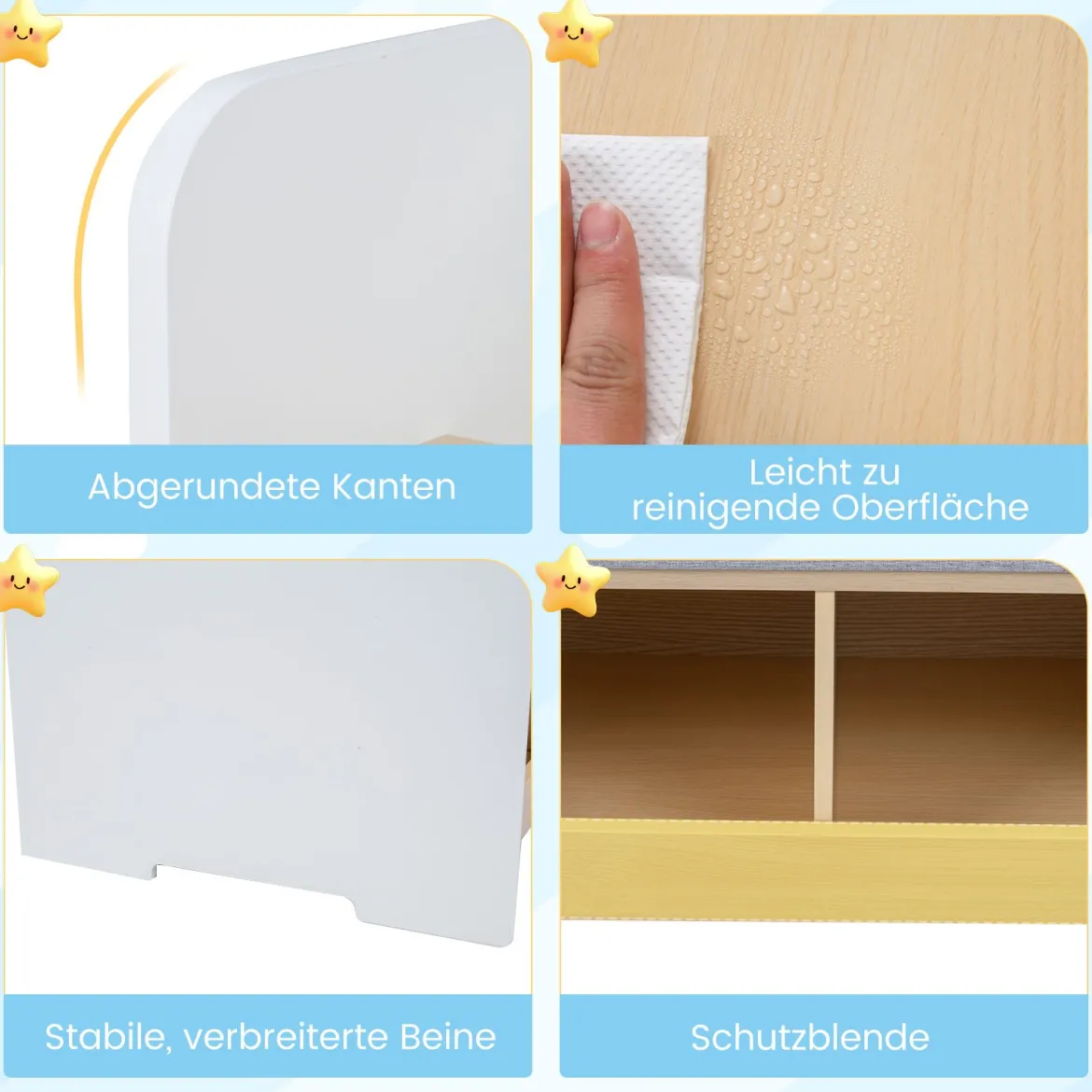 3 in 1 Kinder Bücherregal mit Sitzbank Kinderregal mit 2 Fächern & Gepolstertem Kissen Weiß