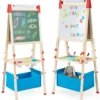 3 in 1 Kinder Doppelseitige Staffelei mit Magnetischer Tafel & Whiteboard Höhenverstellbar