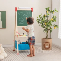 3 in 1 Kinder Doppelseitige Staffelei mit Magnetischer Tafel & Whiteboard Höhenverstellbar