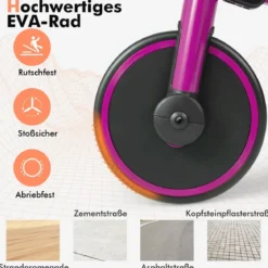 4-in-1 Kinder-Dreirad Lauflernwagen mit verstellbarem Schiebegriff & abnehmbaren Pedalen Rosa