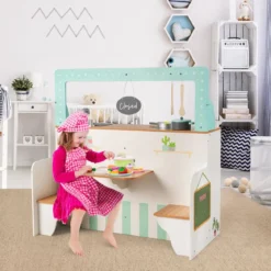 2 in 1 Kinderküche doppelseitiges Rollenspiel Set Spielküche Kinderspielküche Grün