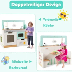 2 in 1 Kinderküche doppelseitiges Rollenspiel Set Spielküche Kinderspielküche Grün