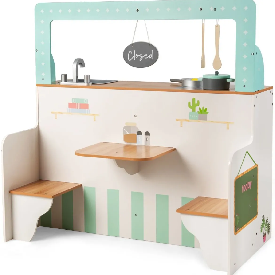 2 in 1 Kinderküche doppelseitiges Rollenspiel Set Spielküche Kinderspielküche Grün