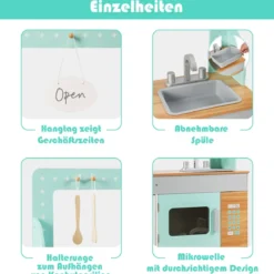 2 in 1 Kinderküche doppelseitiges Rollenspiel Set Spielküche Kinderspielküche Grün