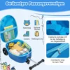 2 in 1 Kinderkoffer und Scooter mit LED Räder 26L Kindertrolley mit Bremse Hai