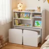 3 in 1 Kinderregal Spielzeugregal mit Schreibtisch auf Rollen & Kinderstuhl mit Rückenlehne Weiß