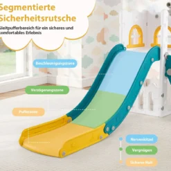 6-in-1 Kinderrutsche mit Basketballkorb & Teleskop Kinder Rutsche Rutschenset Grün