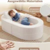 3-in-1 Kinder Schlafsofa klappbares Kinderbett mit weicher Schwammfüllung & bequemem Kissen Beige