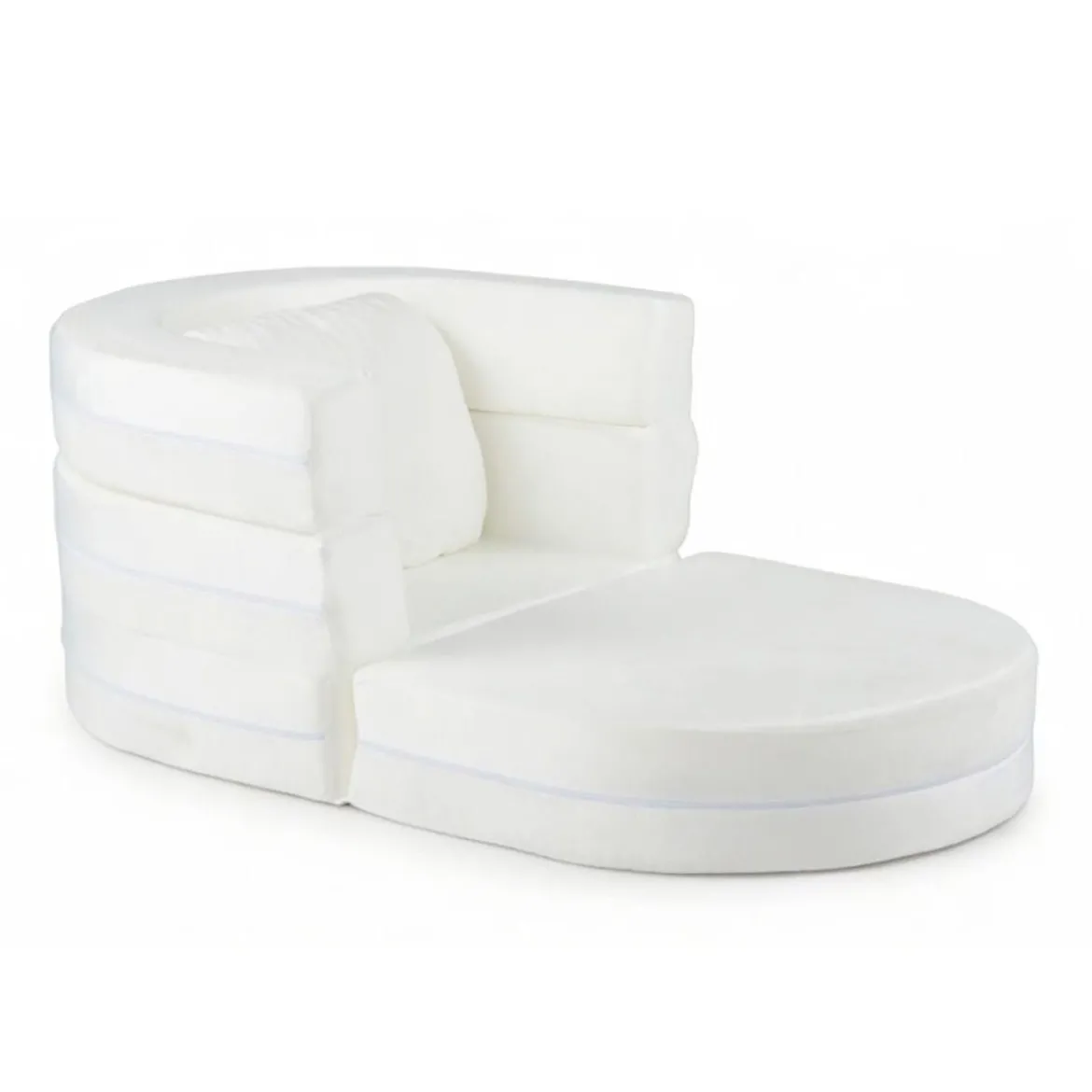3-in-1 Kinder Schlafsofa klappbares Kinderbett mit weicher Schwammfüllung & bequemem Kissen Beige