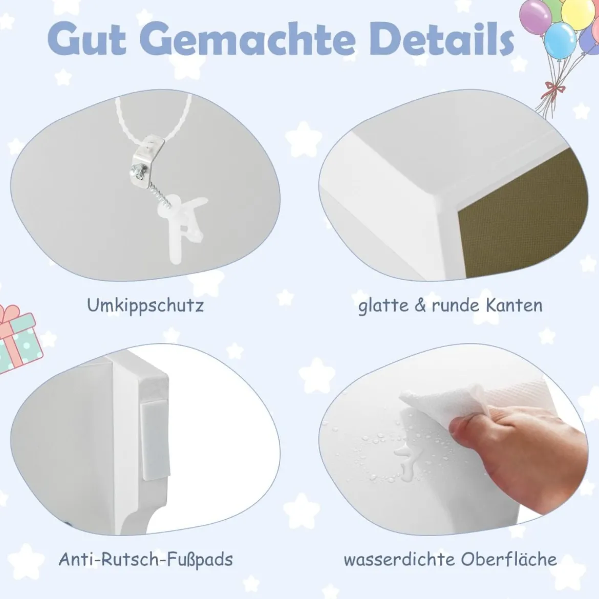 2 in 1 Kinder Schminktisch mit Abnehmbarem Spiegel & Aufbewahrungsboxen Schminkkommode