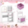 2 in 1 Kinder Schminktisch mit Beleuchtung Holz Frisiertisch mit Schubladen & Zubehör Weiß
