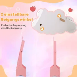 2 in 1 Kinder Schmuckschrank mit Ganzkörperspiegel & Schublade Spiegelschrank