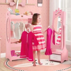 2 in 1 Kinder Schmuckschrank mit Ganzkörperspiegel & Schublade Spiegelschrank