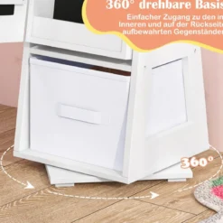 3 in 1 Kinder Schmuckschrank mit Ganzkörperspiegel & Aufbewahrungskorb Schmuckregal