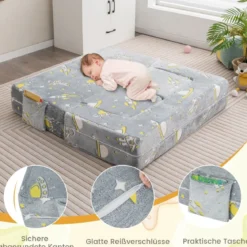 4 in 1 Kindersessel mit 2 Ottomanen & Abnehmbarem Bezug im Dunkeln Leuchtend 107 x 52 x 41,5 cm