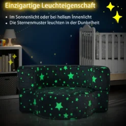 2 in 1 Kindersofa im Dunkeln Leuchtend mit Abnehmbarem Bezug Spielsofa Kindercouch