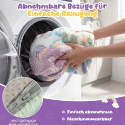 3 in 1 Kindersofa im Dunkeln Leuchtend mit Kissen & Abnehmbarem Bezug Gepolsterter Kindersessel Bunt