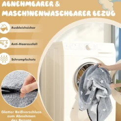 2 in 1 Kindersofa rund Spielsofa im Dunkeln Leuchtend Kindercouch gepolstert mit abnehmbarem Bezug Grau/Blau