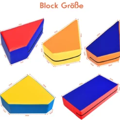 4 in 1 Kinder Sofa & Sitzgruppe & Bett & Puzzle Matraze 6 tlg. Schaumstoffbausteine Soft Foam Bunt