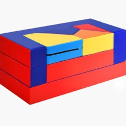 4 in 1 Kinder Sofa & Sitzgruppe & Bett & Puzzle Matraze 6 tlg. Schaumstoffbausteine Soft Foam Bunt