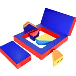 4 in 1 Kinder Sofa & Sitzgruppe & Bett & Puzzle Matraze 6 tlg. Schaumstoffbausteine Soft Foam Bunt