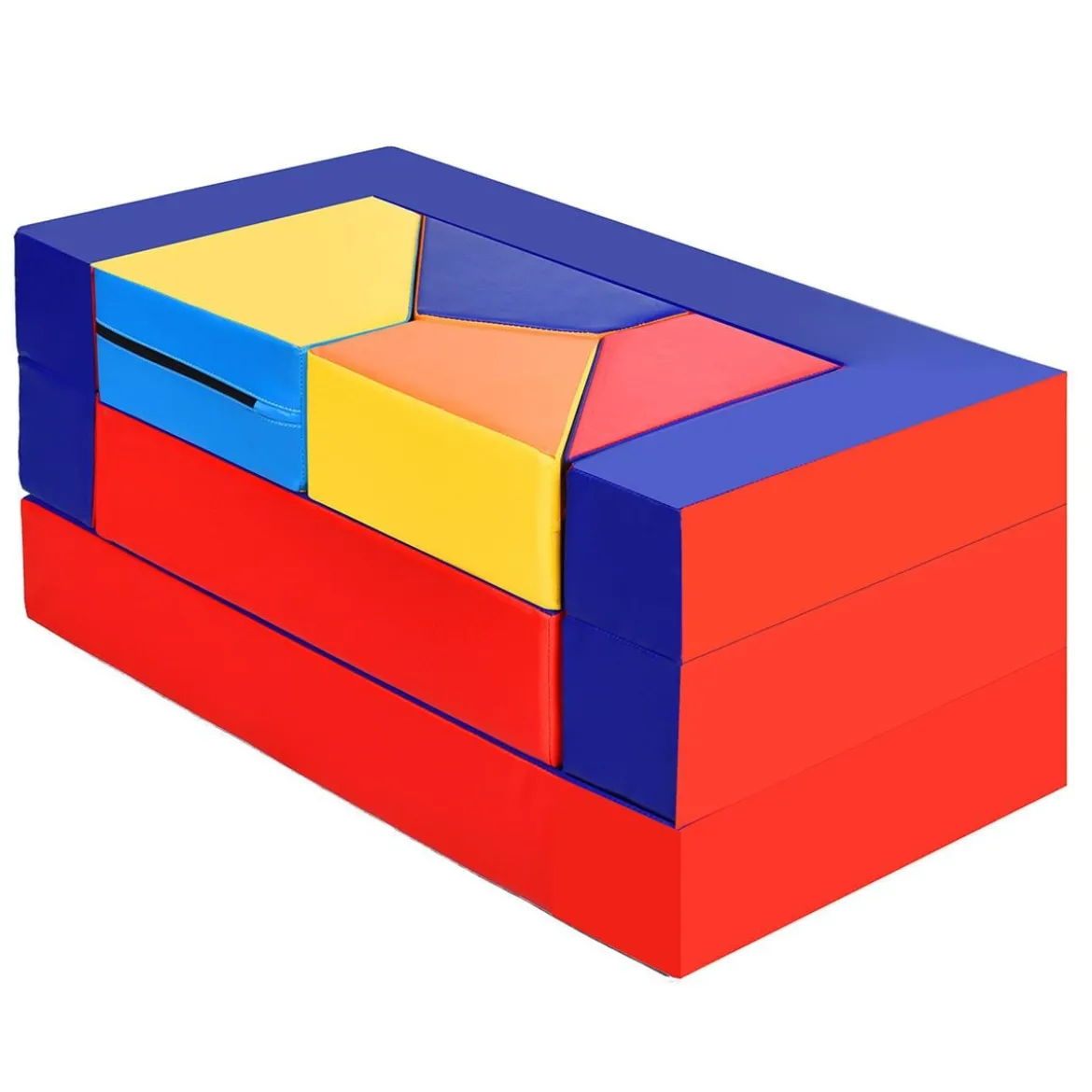4 in 1 Kinder Sofa & Sitzgruppe & Bett & Puzzle Matraze 6 tlg. Schaumstoffbausteine Soft Foam Bunt