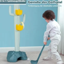 3 in 1 Kinder Spielplatz Kinder Golfset & Ringwurfspiel & Bohnensäckchen 38 x 22 x 103 cm Bunt
