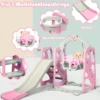 4 in 1 Kinder Spielplatz Kinder Rutsche & Schaukel Gartenschaukel Rosa