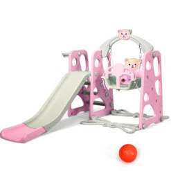 4 in 1 Kinder Spielplatz Kinder Rutsche & Schaukel Gartenschaukel Rosa