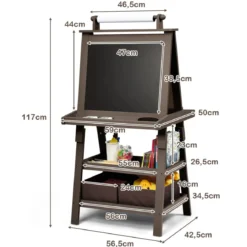 3 in 1 Kinder Staffelei Kindertafel doppelseitig Whiteboard Standtafel inkl. Magneten für Kleinkinder Kaffee