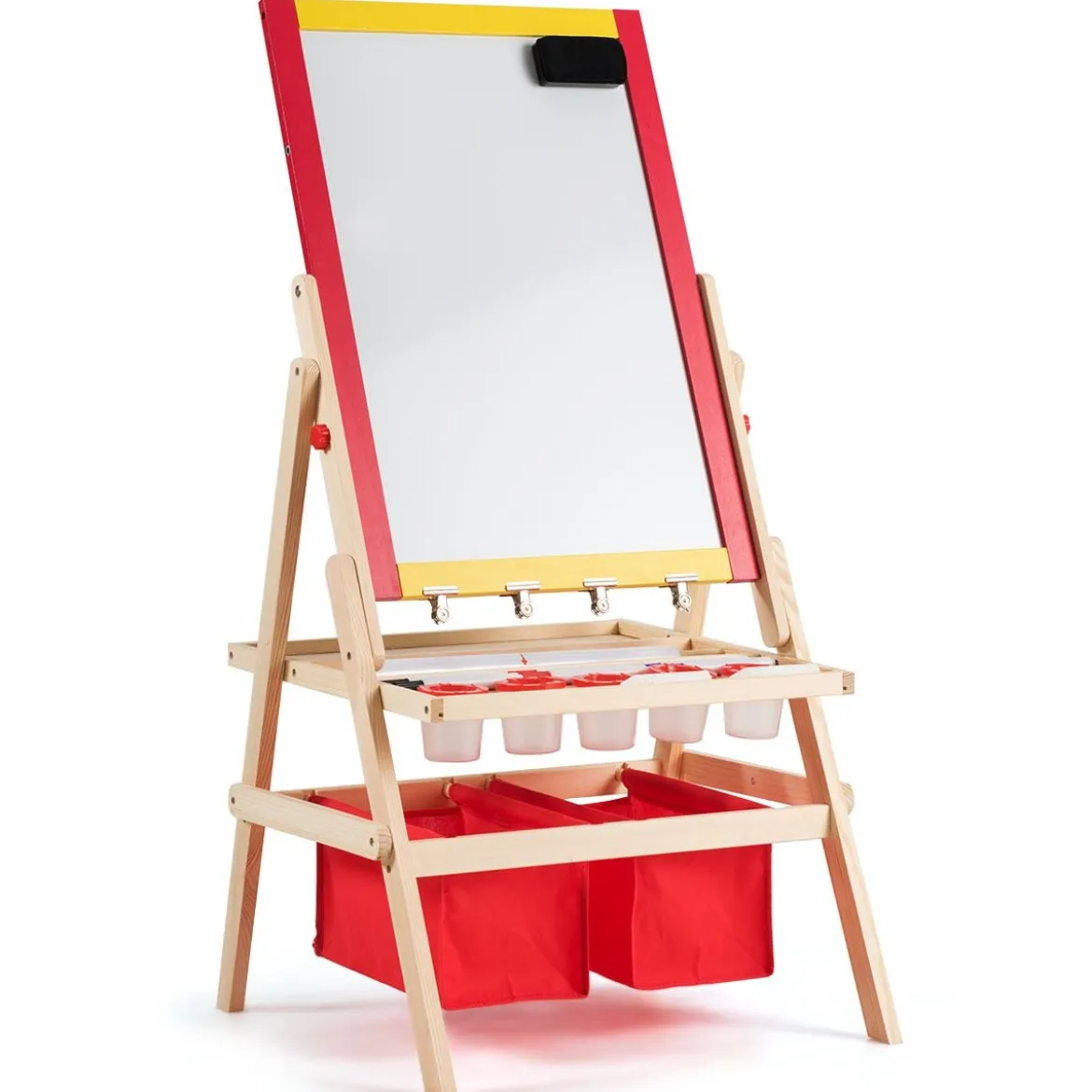 3 in 1 Kinder Staffelei Kindertafel doppelseitig Whiteboard & Kreidetafel 52,5x51,5x106,5 cm