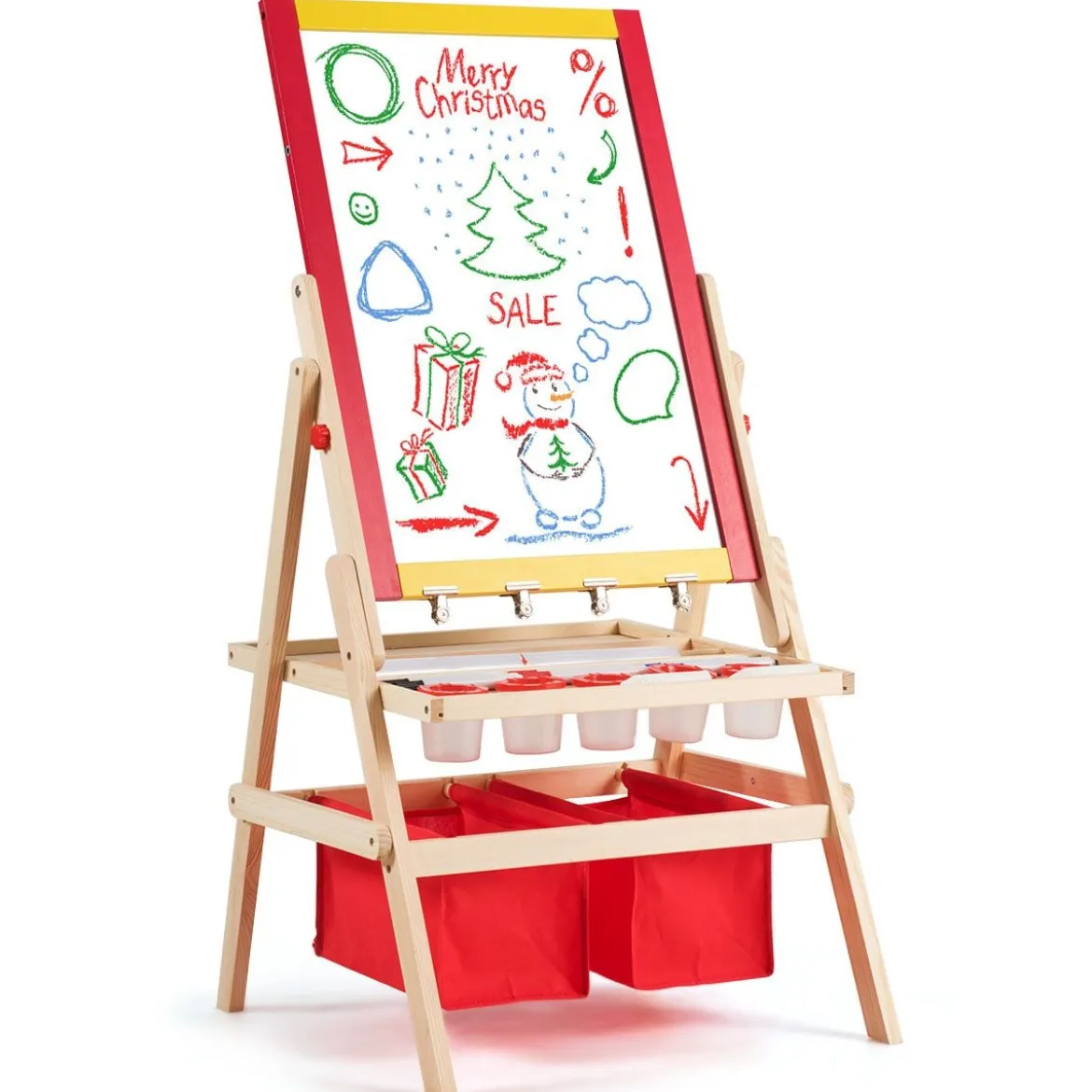 3 in 1 Kinder Staffelei Kindertafel doppelseitig Whiteboard & Kreidetafel 52,5x51,5x106,5 cm