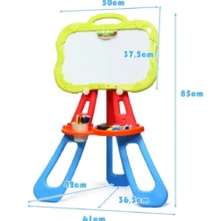3 in 1 Kinder Staffelei Kindertafel doppelseitig Standtafel magnetisch Zeichentafel Whiteboard & Tafel mit Malzubehör und Ablagefach