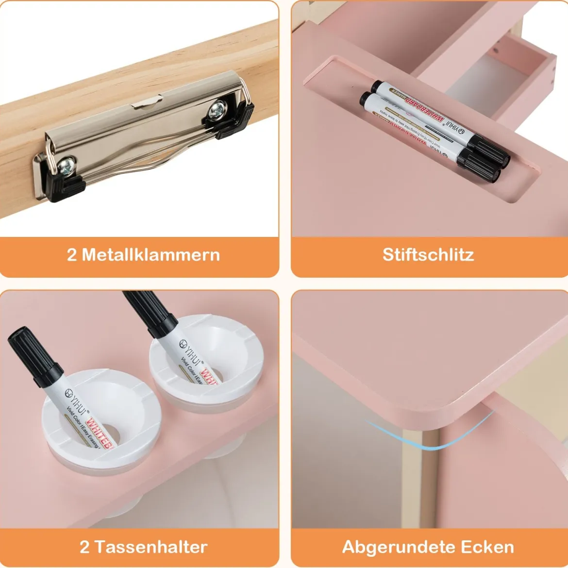 6 in 1 Kinder Staffelei Set Standtafel aus Holz mit doppelseitiger Kreidetafel