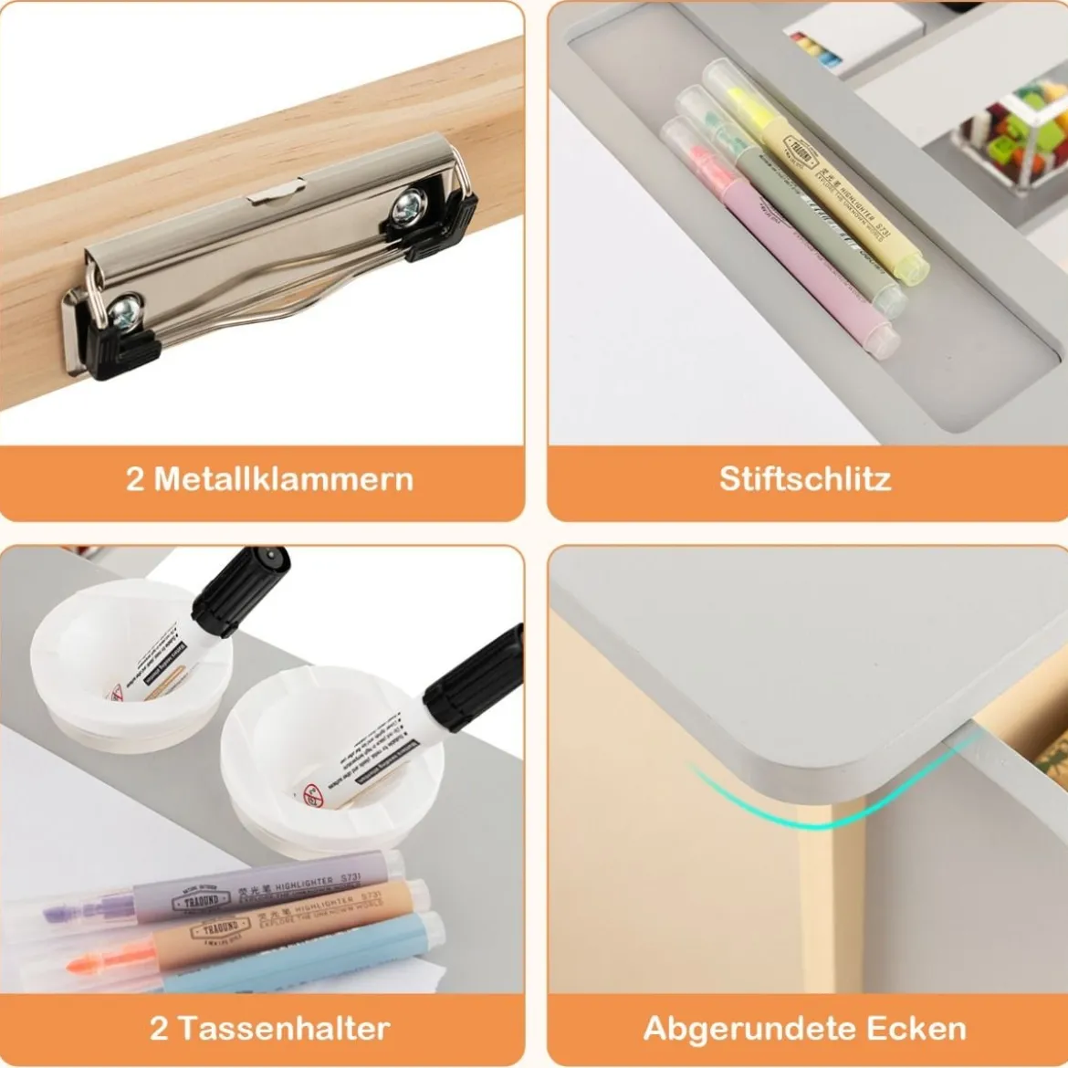 6 in 1 Kinder Staffelei Set Standtafel aus Holz mit doppelseitiger Kreidetafel