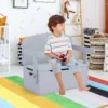 3 in 1 Kindertisch mit Sitzbank Kindersitzgruppe aus Holz mit Stauraum & Decke 60 x 34 x 57cm Grau