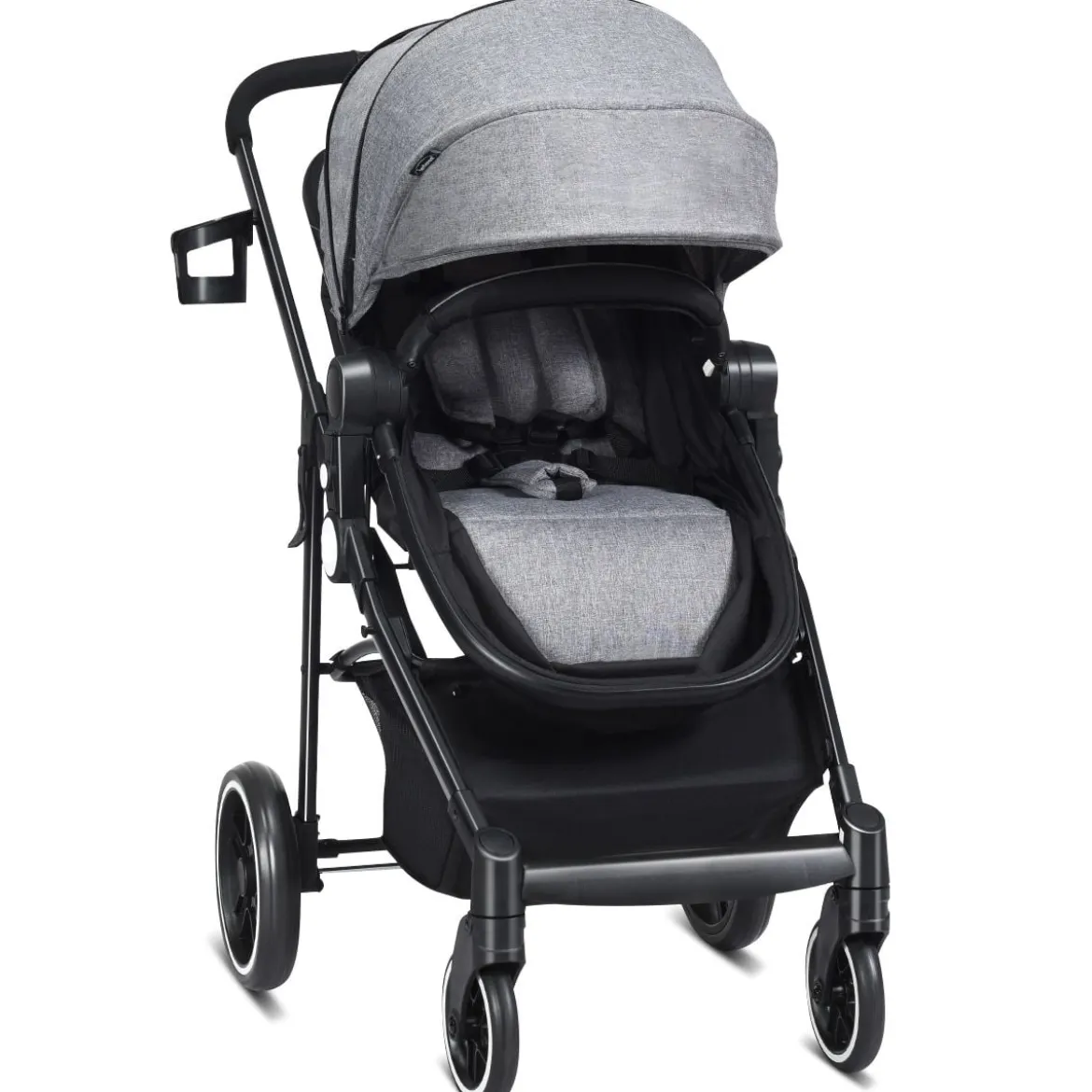2 in 1 Kinderwagen faltbar Kombikinderwagen mit umkehrbarem Sitz Schwarz/Grau