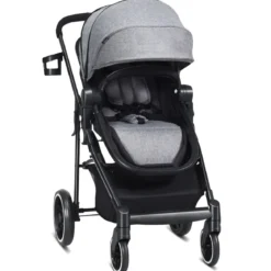 2 in 1 Kinderwagen faltbar Kombikinderwagen mit umkehrbarem Sitz Schwarz/Grau