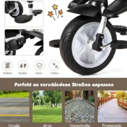6-in-1 Kinderwagen mit Dach & Sicherheitsgurt für Kinder im Alter von 12 - 50 Monaten Rosa