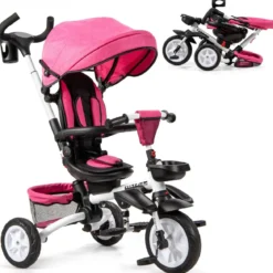 6-in-1 Kinderwagen mit Dach & Sicherheitsgurt für Kinder im Alter von 12 - 50 Monaten Rosa