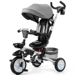 6-in-1 Kinderwagen mit Dach & Sicherheitsgurt für Kinder im Alter von 12 - 50 Monaten Grau