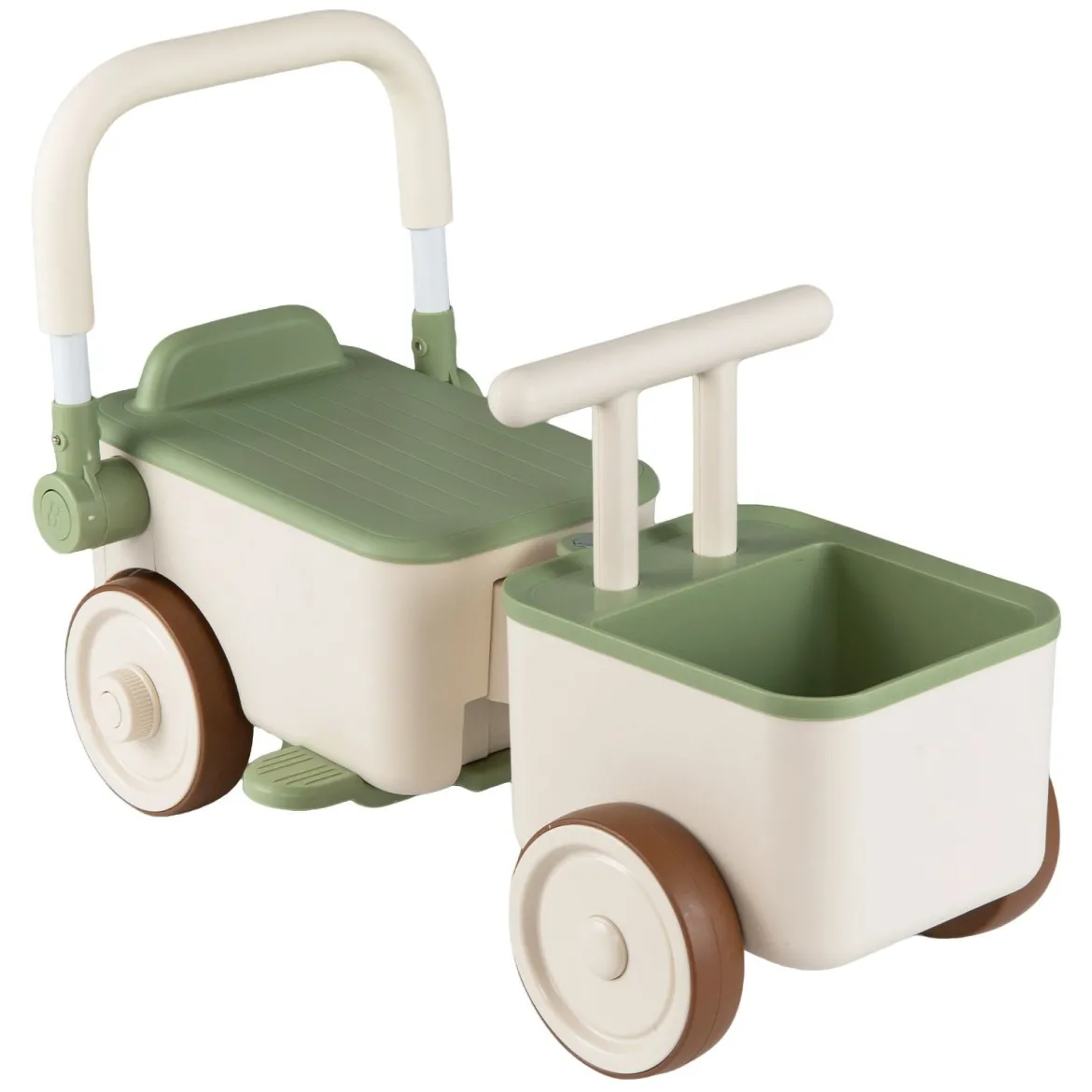3 in 1 Kinderwagen mit Rollen Schiebe-Zieh-Lauflernwagen mit Stauraum & Klappbarem Griff