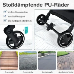 2 in 1 Kinderwagen mit verstellbarem Verdeck Klappbarer Kinderwagen 92 x 53,5 x 100 cm Blau