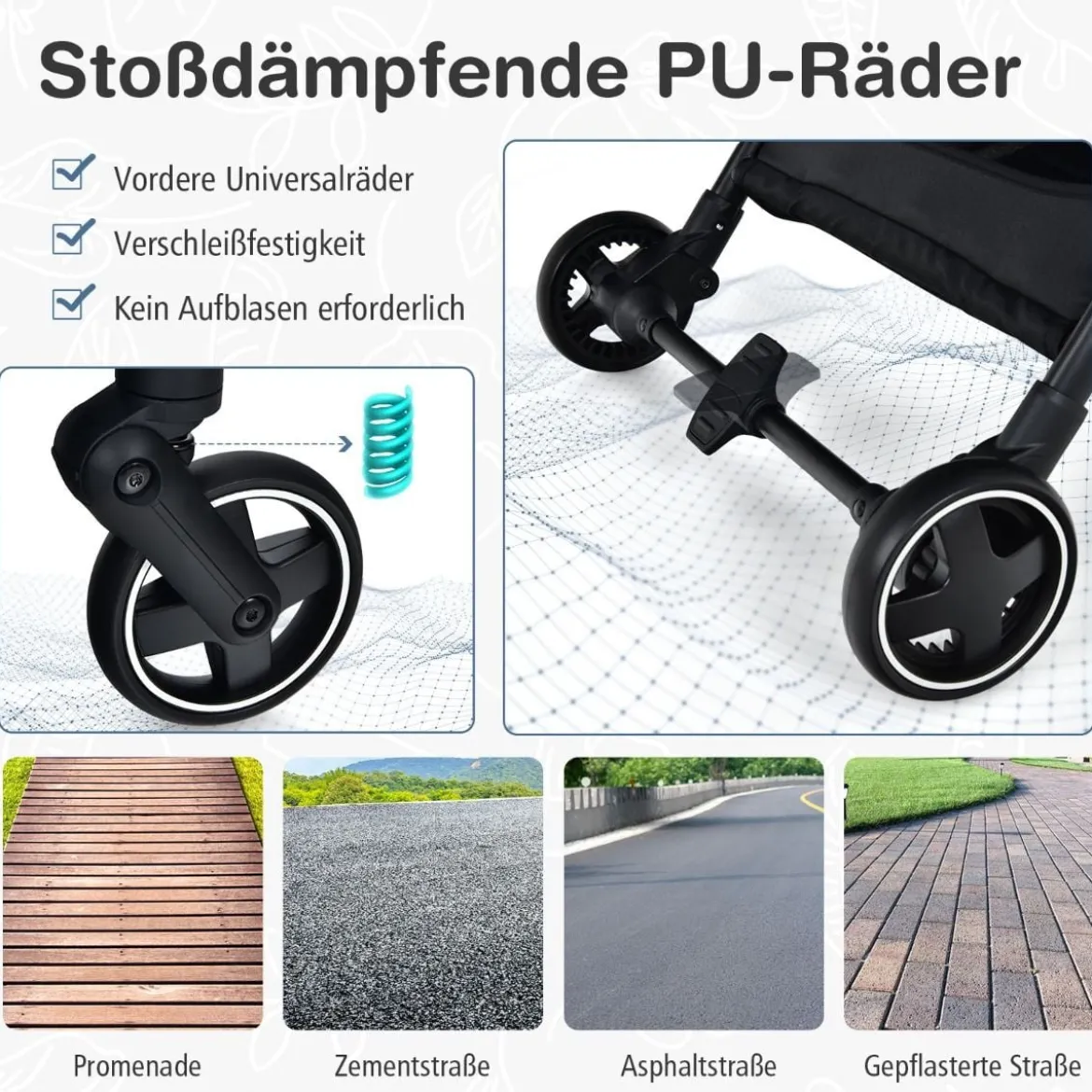 2 in 1 Kinderwagen mit verstellbarem Verdeck Klappbarer Kinderwagen 92 x 53,5 x 100 cm Blau